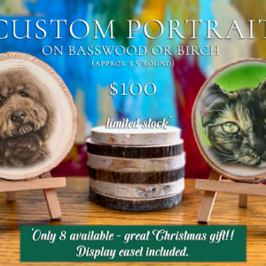 Custom Pet Portrait on Wood Round